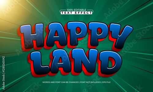 happy land editable text effect with a kids and play text style