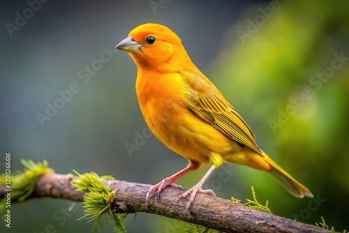 Saffron Finch (Sicalis flaveola) captured in low light, showcasing nocturnal wildlife photography skills.
