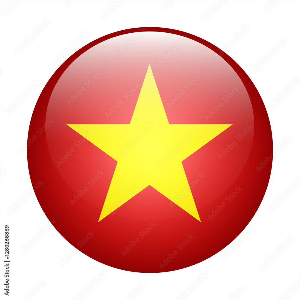 Flag of Vietnam. Vietnam flag. Flag icon. Standard color. Round flag. 3d illustration. Digital illustration. Vector illustration. Flag of Vietnam. Vietnam flag. Flag icon. Standard color. Round flag. 3d illustration. Digital illustration. Vector illustration.