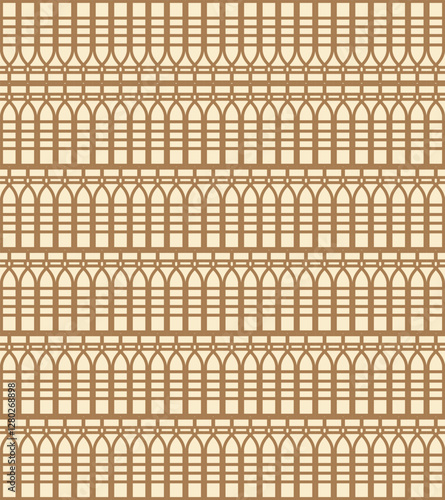 Illustration of seamless pattern combining the shape of a brown bottle flipped.
