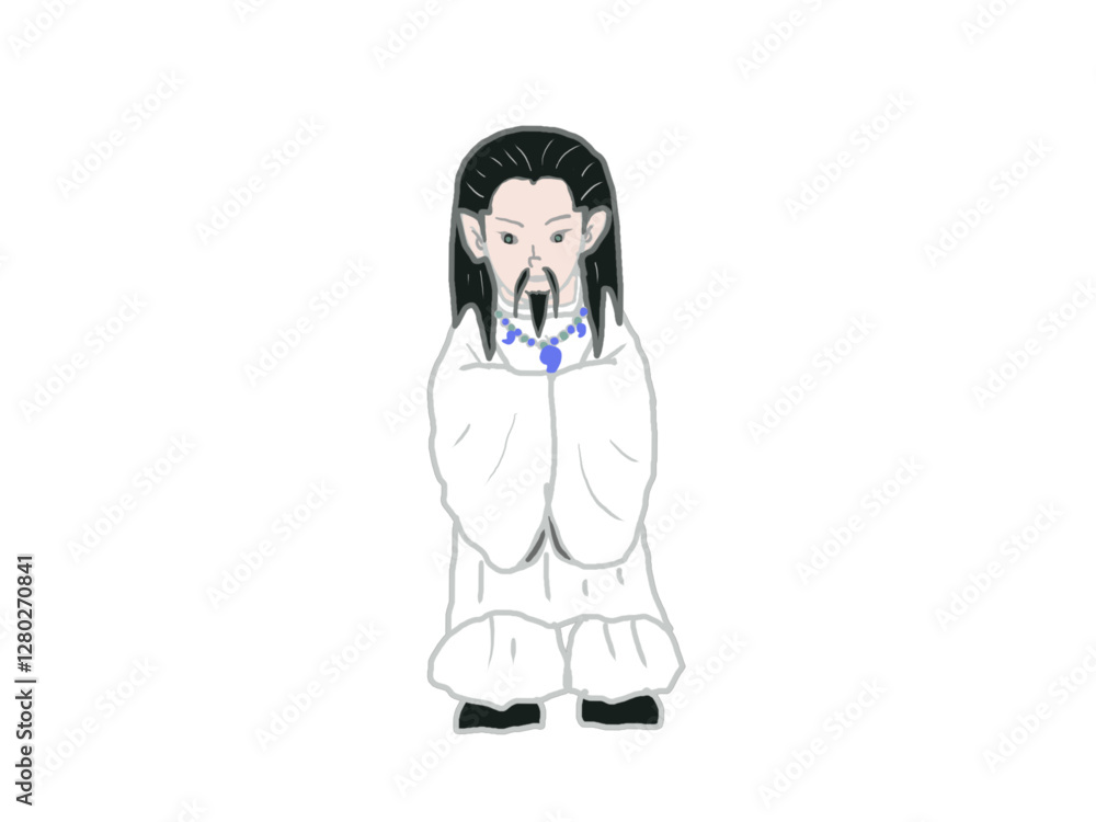 A standing figure of Amenominakanushi, a god that appears in Japanese mythology A standing figure of Amenominakanushi, a god that appears in Japanese mythology