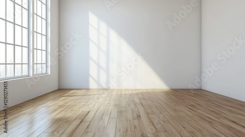 Wallpaper Mural Minimalist living room with white walls and wood floor, embodying simplicity and modern elegance.
 Torontodigital.ca