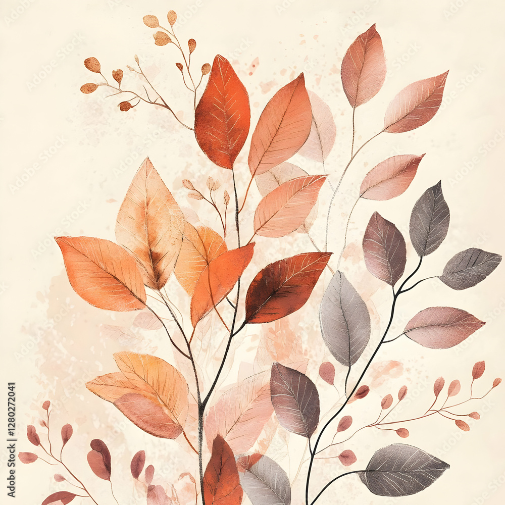 A beautiful illustration of autumn leaves in warm hues, evoking a serene atmosphere. A beautiful illustration of autumn leaves in warm hues, evoking a serene atmosphere.