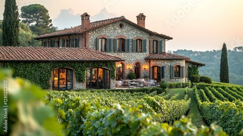 Charming vineyard estate tuscany real estate scenic landscape elevated view serenity and luxury living