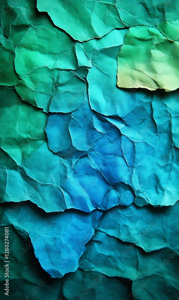 Abstract Blue Green Crumpled Paper Texture Background Abstract Blue Green Crumpled Paper Texture Background