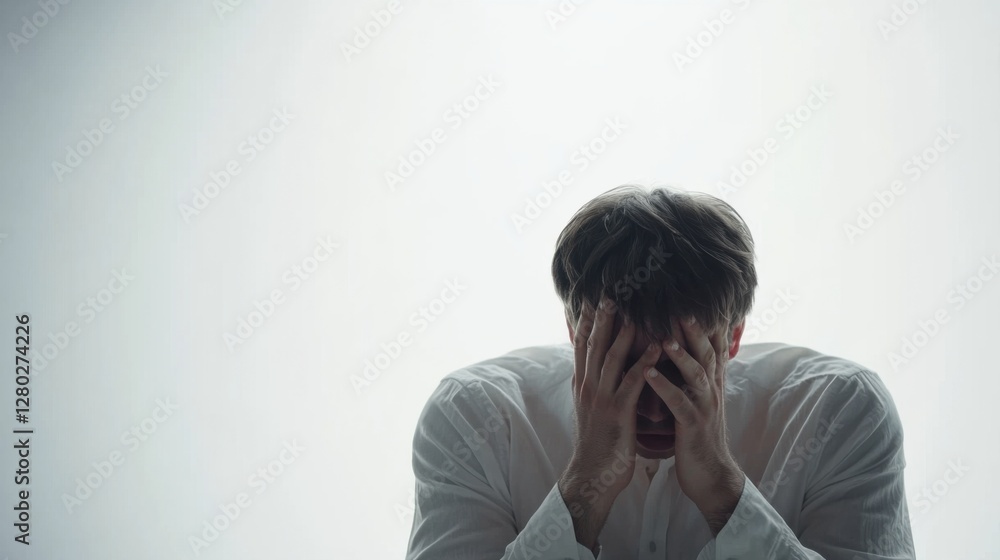 Worried user searching for information about a financial crisis. Featuring concern and urgency Worried user searching for information about a financial crisis. Featuring concern and urgency