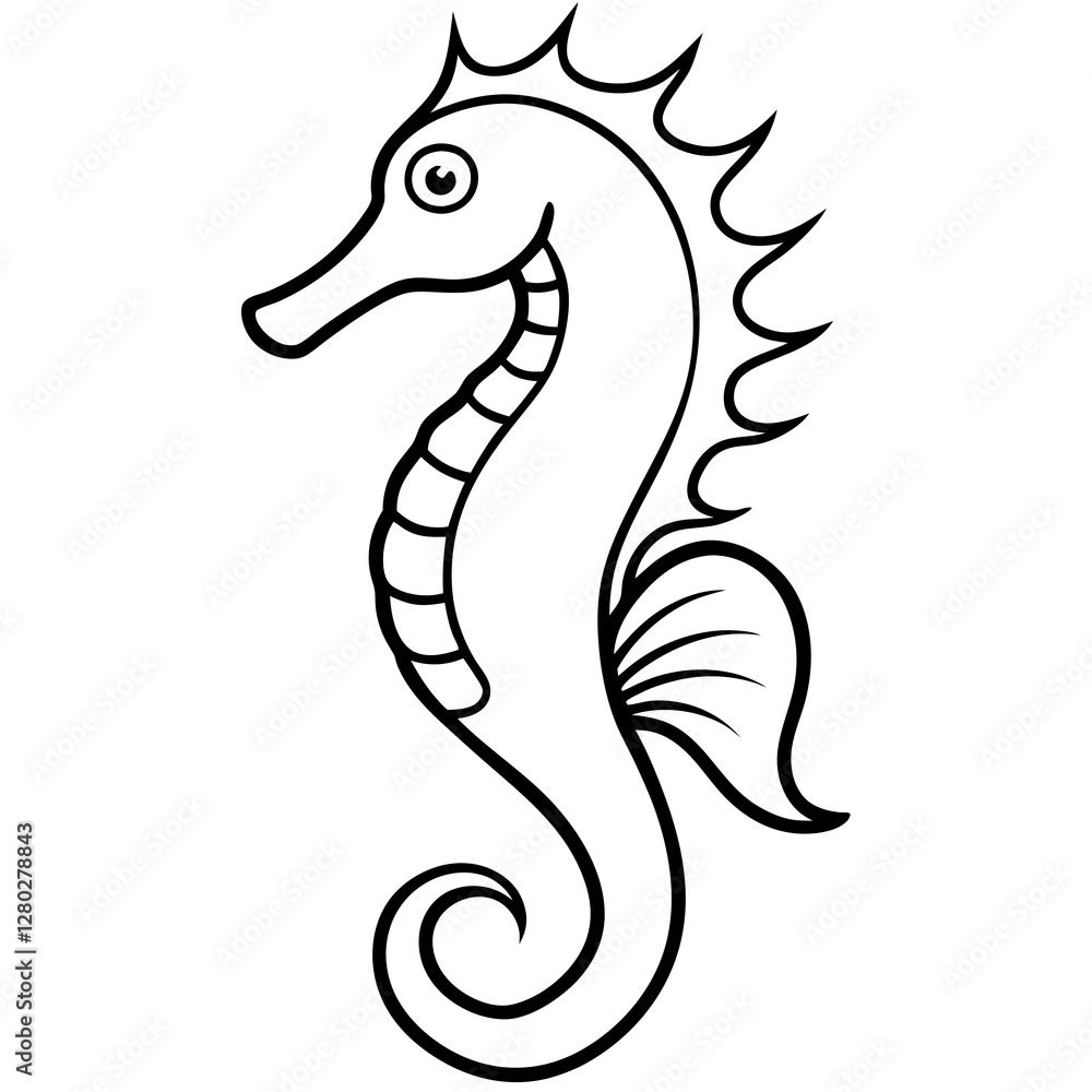 Naklejka premium Minimalist Seahorse Sketch