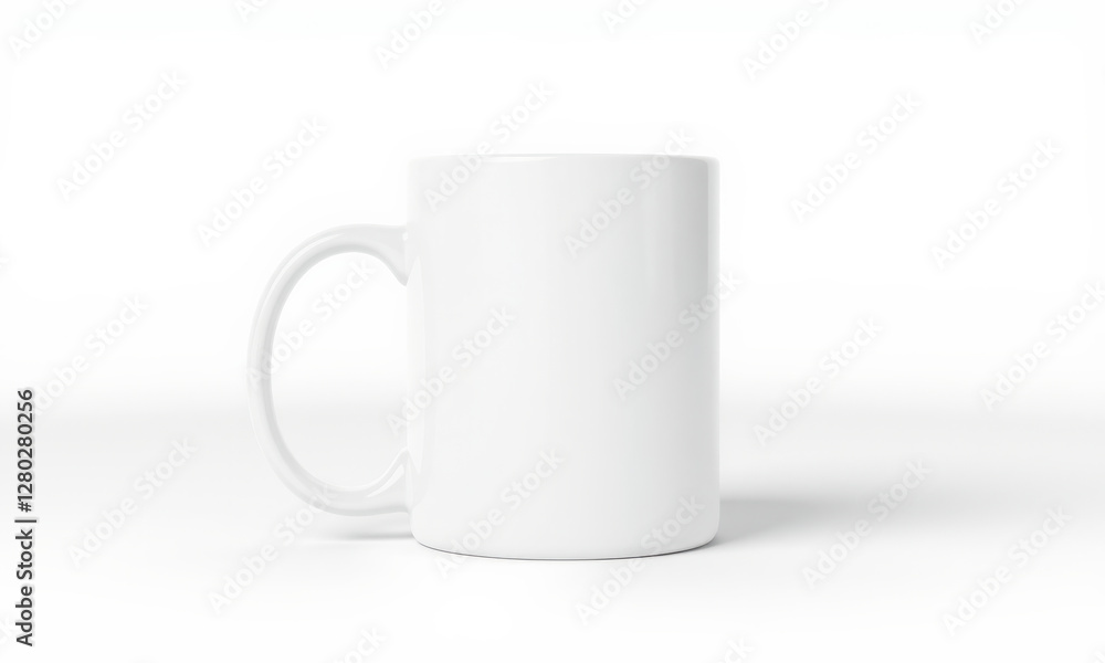Fototapeta premium plain white ceramic mug mockup on clean background, perfect for showcasing designs or branding. Ideal for promotional materials or product presentations