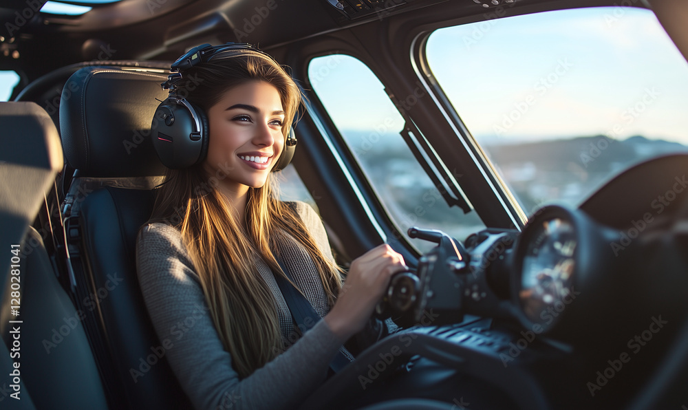 young woman driving a plane young woman driving a plane