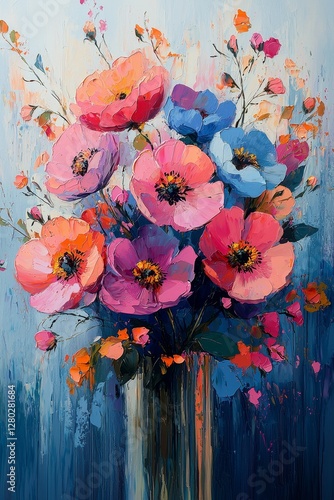 Vibrant floral arrangement nature digital artwork colorful background artistic perspective beauty in bloom