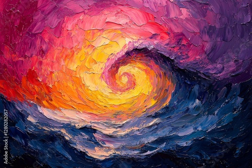 Vibrant swirling wave abstract art colorful texture digital artwork close-up creative expression