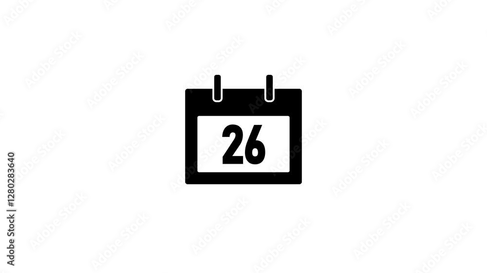 Calendar icon - day 26 animation Luma matte with transparent background 4K appointment, important date, Timetable. time management, organize meeting. Planning strategy. Animated stock video . Calendar icon - day 26 animation Luma matte with transparent background 4K appointment, important date, Timetable. time management, organize meeting. Planning strategy. Animated stock video .