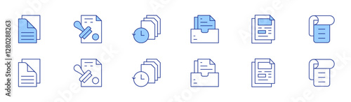 Document icon set in two styles, Duotone and Thin Line style. Editable stroke. documents, contract, files, document, paper, temporary files