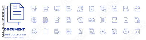 Document icons collection. Thin Line icons, editable stroke. computer, documents, document, contract, writing, sign, agreement, files, file, new document