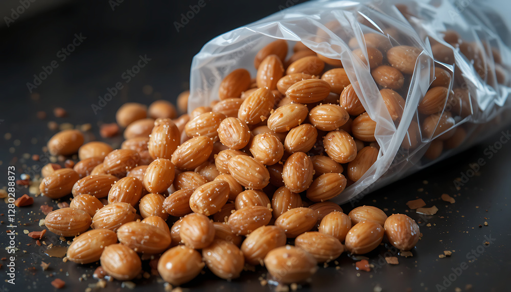 Fototapeta premium peanuts in a glass bowl crushes nuts in a bowl peanuts in a salt HD and 4K image 