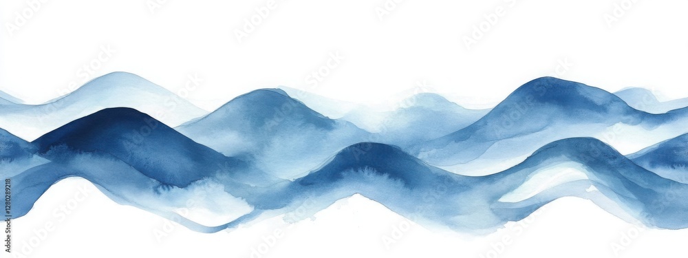 Obraz premium Abstract watercolor ocean waves with soft curves and gentle shading. Generative AI