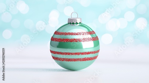 Festive green ornament holiday celebration decorative image indoor setting close-up view seasonal joy