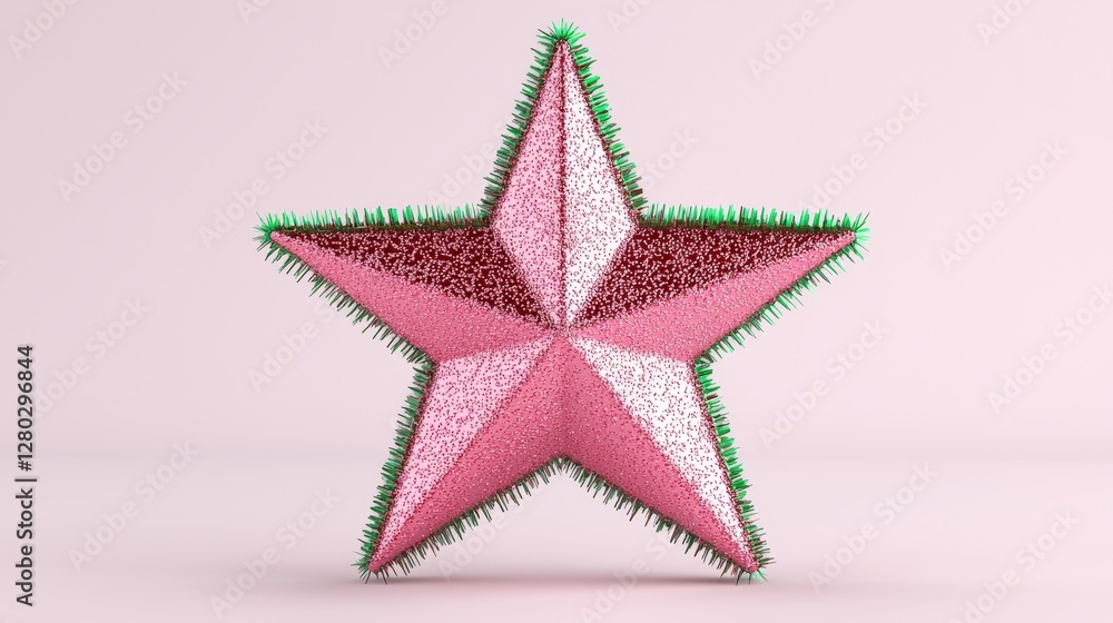 Obraz premium Festive pink star decoration modern studio 3d render vibrant colors aesthetic showcase holiday theme