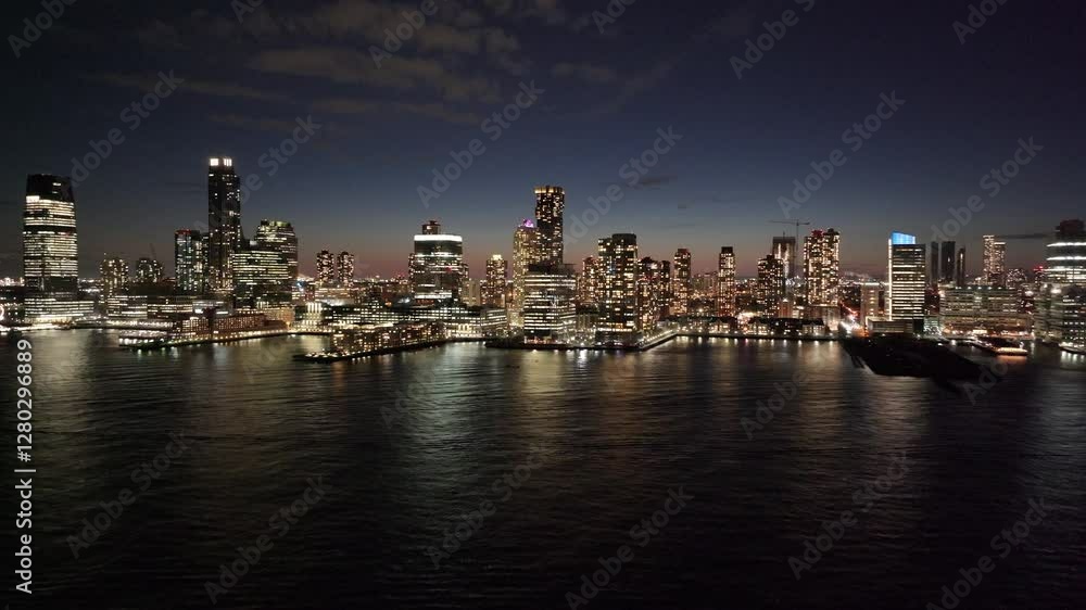 Jersey City Skyline At Jersey City New Jersey United States. Capturing The Hustle And Bustle Of A Vibrant City From Above. Sunset Sky Downtown Cityscape. Sunset Outdoor Downtown Panoramic City. Jersey City Skyline At Jersey City New Jersey United States. Capturing The Hustle And Bustle Of A Vibrant City From Above. Sunset Sky Downtown Cityscape. Sunset Outdoor Downtown Panoramic City.