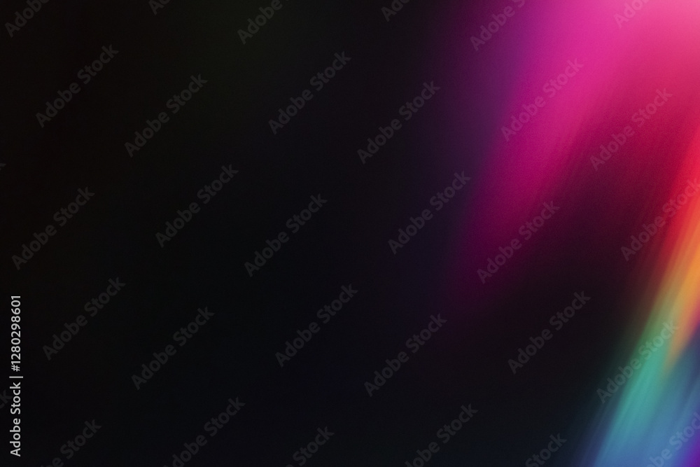 Obraz premium Cyberpunk Nightclub with Holographic Lights, Laser Beams, and Rainbow Overlay – Retro Futuristic Design, Long Exposure, Glowing Effects, No People, Youth Culture Inspired