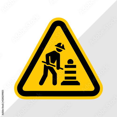 Vector Illustration of Road Construction Warning Signs Set – Under Construction, Road Work Ahead, Man Digging Ground, Work in Progress, Caution and Hazard Signs for Traffic Safety