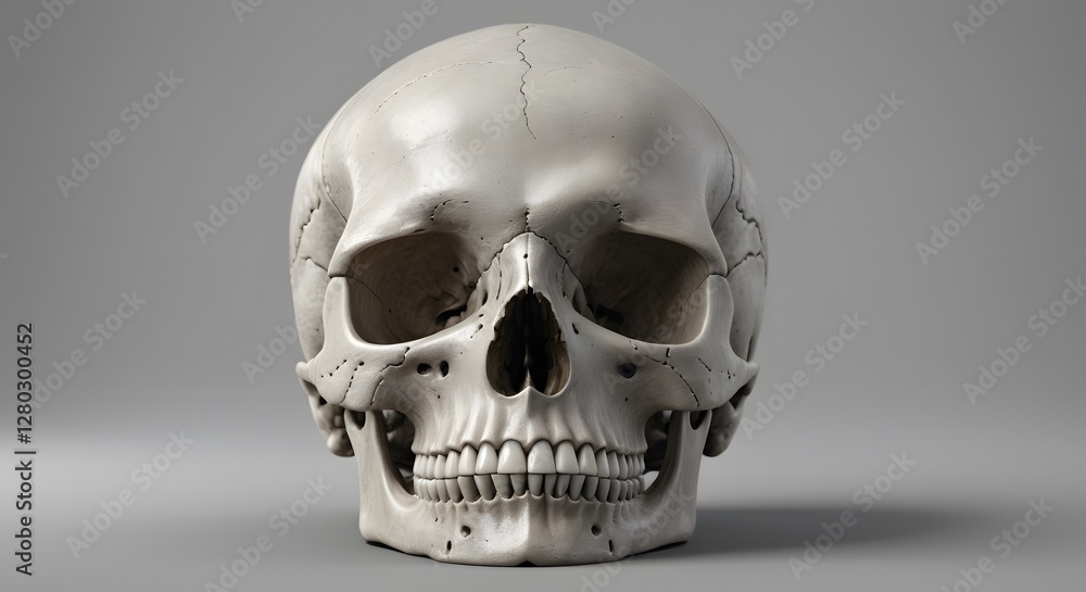 Fototapeta premium Detailed Anatomical Skull Study on Gray Background for Medical or Educational