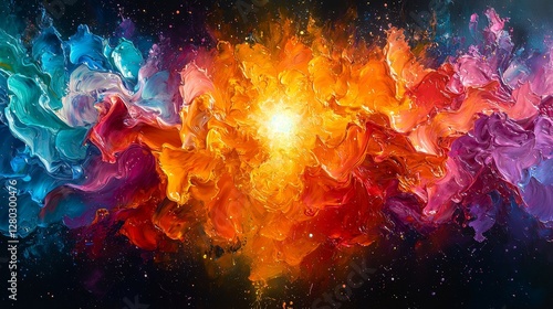 Vibrant abstract painting art studio digital artwork colorful environment artistic perspective creative expression