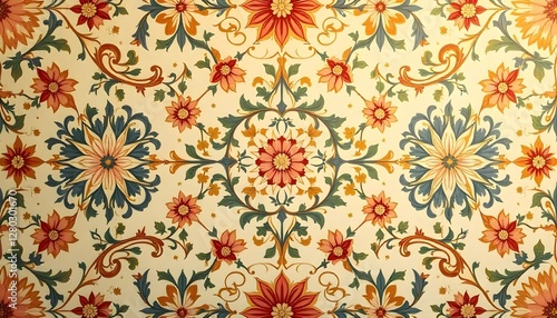 Seamless Mughal Pattern with Ornate Flourishes