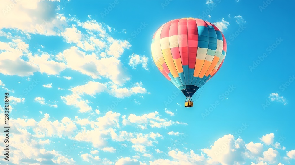 Obraz premium A colorful sounding balloon slowly rising in the blue sky