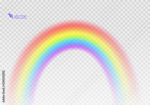 Multi colored rainbow stripes on transparent, Translucent rainbow arcing from afar Vector format