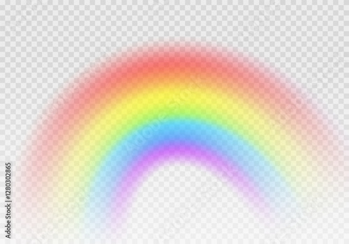 Multi colored rainbow stripes on transparent, Translucent rainbow arcing from afar Vector format