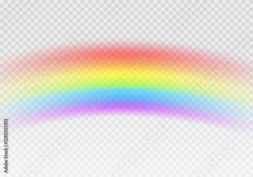 Multi colored rainbow stripes on transparent, Translucent rainbow arcing from afar Vector format