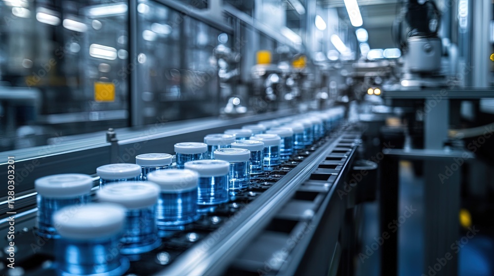 Futuristic robotic assembly line in a high-tech factory, precise and clean, metallic sheen Futuristic robotic assembly line in a high-tech factory, precise and clean, metallic sheen