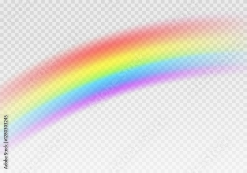 Multi colored rainbow stripes on transparent, Translucent rainbow arcing from afar Vector format