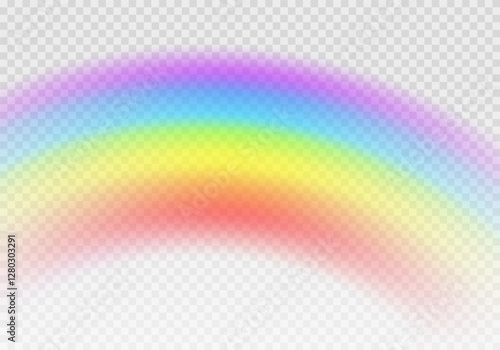 Multi colored rainbow stripes on transparent, Translucent rainbow arcing from afar Vector format