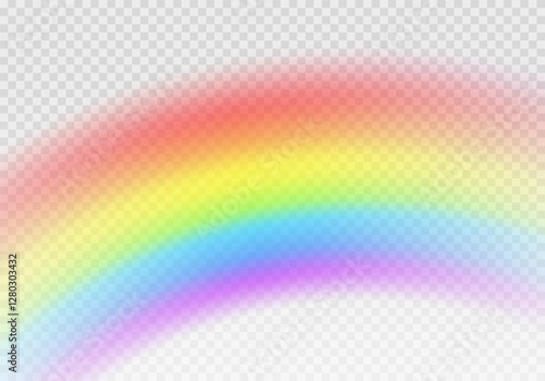 Multi colored rainbow stripes on transparent, Translucent rainbow arcing from afar Vector format