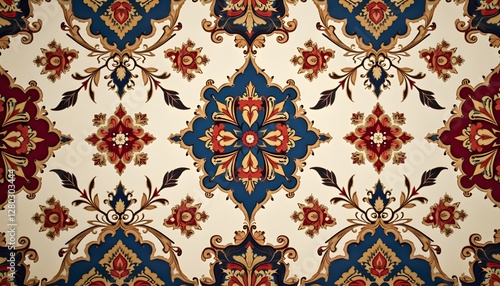 Vintage Mughal Artistry in a Refined Seamless Pattern