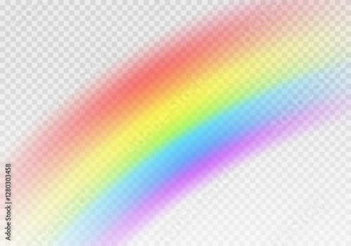 Multi colored rainbow stripes on transparent, Translucent rainbow arcing from afar Vector format