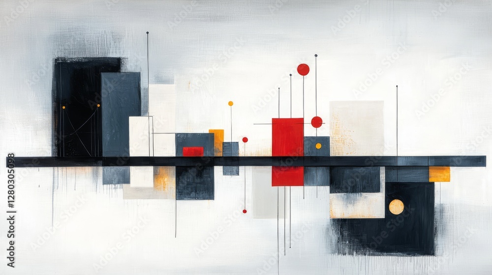 Naklejka premium Abstract geometric art display modern gallery contemporary artwork minimalist eye-level