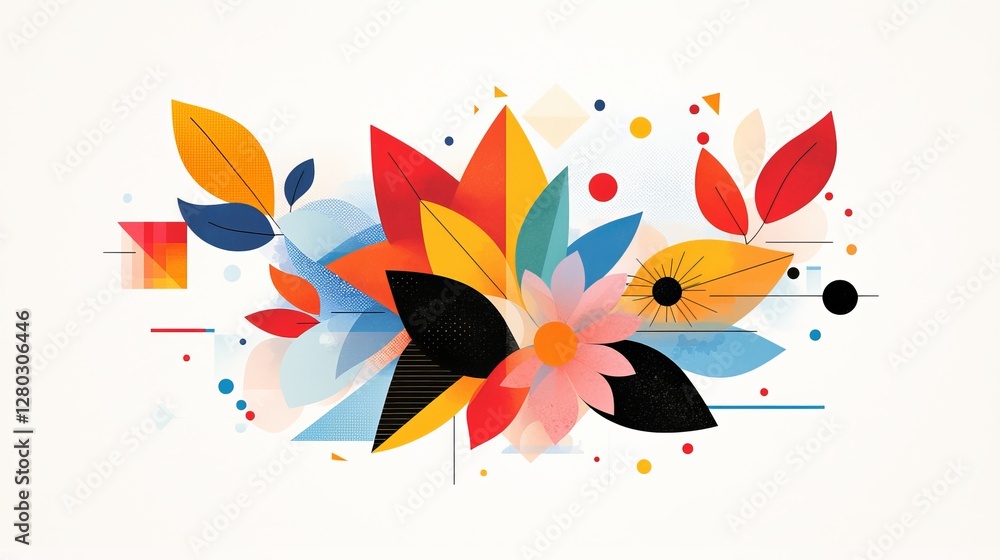 Fototapeta premium Vibrant floral design abstract art digital illustration colorful composition modern view