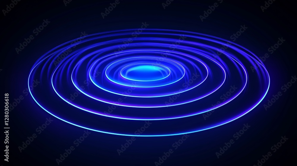 Abstract Blue Neon Concentric Circles Design Abstract Blue Neon Concentric Circles Design