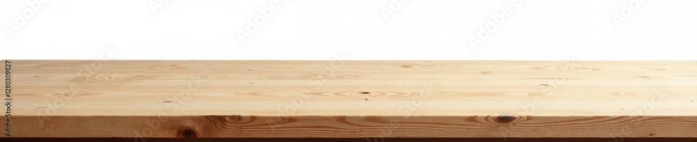 Rustic light wood table against pure white backdrop , table top, bright Rustic light wood table against pure white backdrop , table top, bright