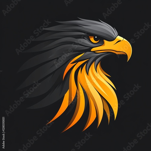 Stylized eagle graphic with bold colors. photo