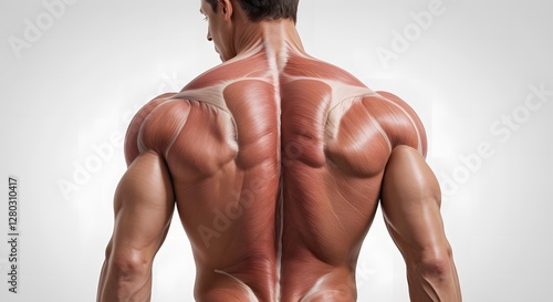 Detailed Anatomical Illustration of Muscular Human Back for Education and Fitness