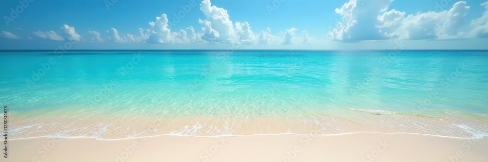 Crystal clear sea meets pristine sandy beach Bright sunlight , pure, wave, paradise Crystal clear sea meets pristine sandy beach Bright sunlight , pure, wave, paradise