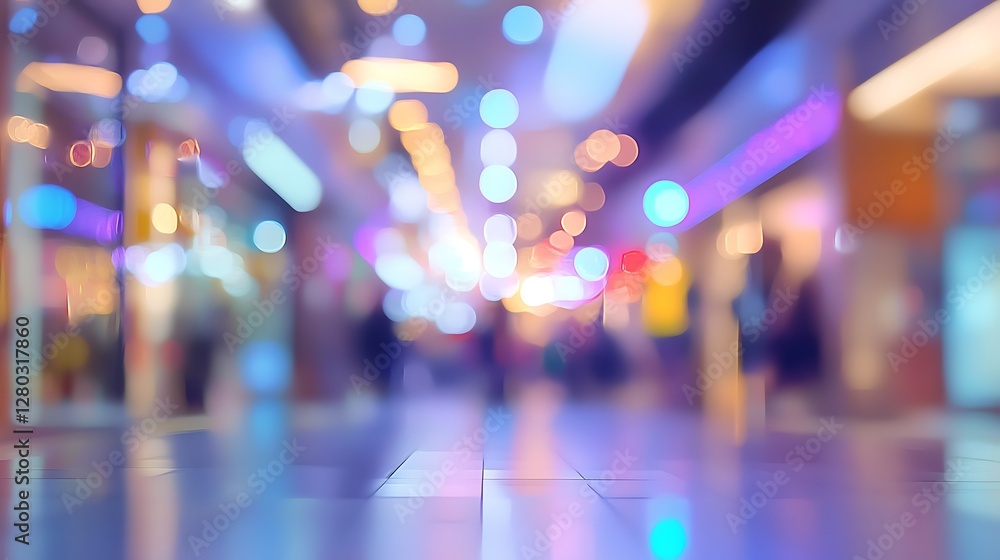 Blurred Lights of a Shopping Mall at Night Blurred Lights of a Shopping Mall at Night