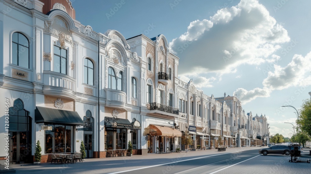 Naklejka premium Charming historical district with well-preserved colonial-era buildings, showcasing the rich history of the area. 