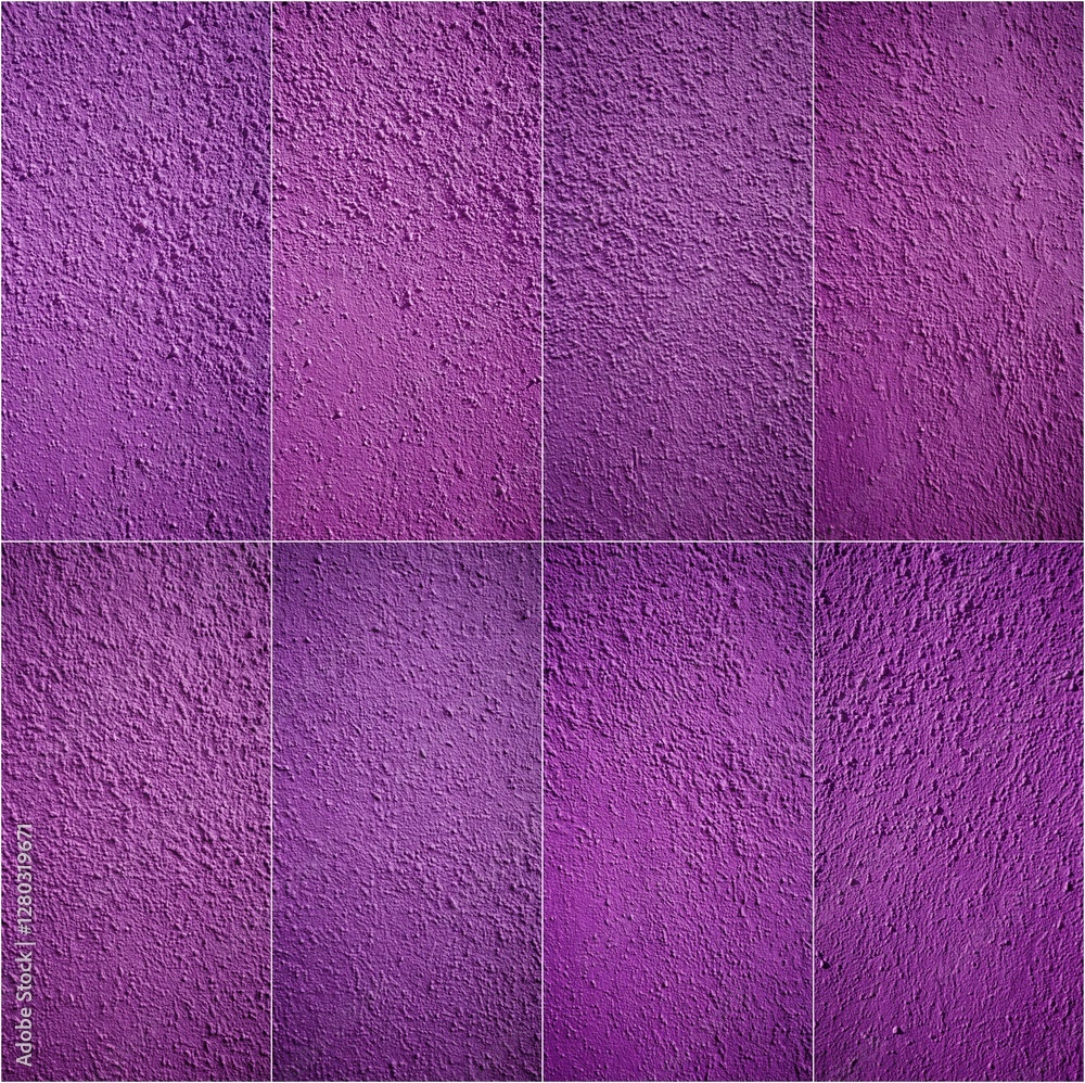 Fototapeta premium A set of purple wall textures. The textures are all different shades of purple and are arranged in a grid. Scene is calm and soothing, as the colors are soft and muted