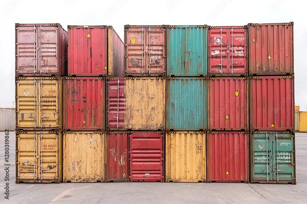 Fototapeta premium Colorful shipping containers stacked at port