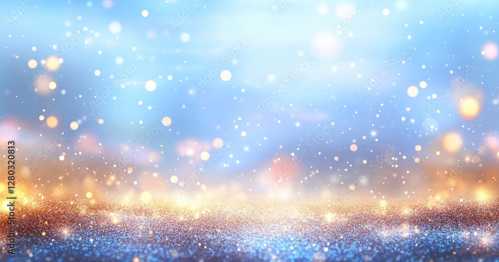 Naklejka premium Glittering Blue & Gold Bokeh Background